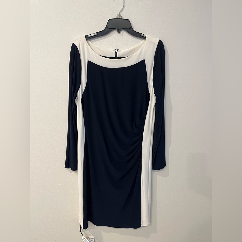 Ralph Lauren Navy and White Long Sleeve Dress